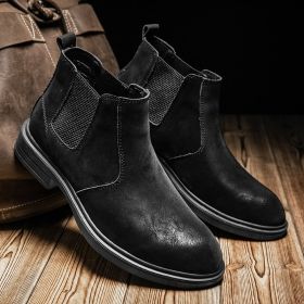 Men's Outdoor Casual Cowhide Martin Boots (Option: Black-No Plush-38)