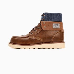 Lapel Vintage Work Boots Men's Denim High-top Dr Martens Boots (Option: Beeswax Cowboy-38)