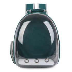 Pet Portable Cat Transparent Space Bag Backpack For Dogs (Color: Green)